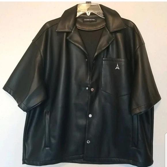 Maniere De Voir Mens Jacket Vegan Leather Size L Half Sleeves Like New - Picture 9 of 10